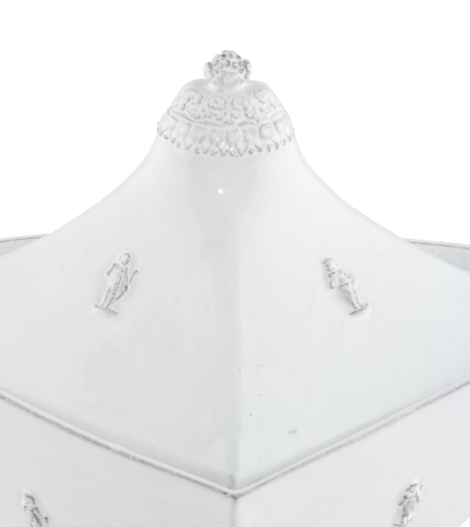 A Continental White-Glazed Faience Tureen