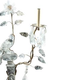 A Pair of Silvered Metal and Rock Crystal Two-Light Sconces in the Style of Maison Baguès