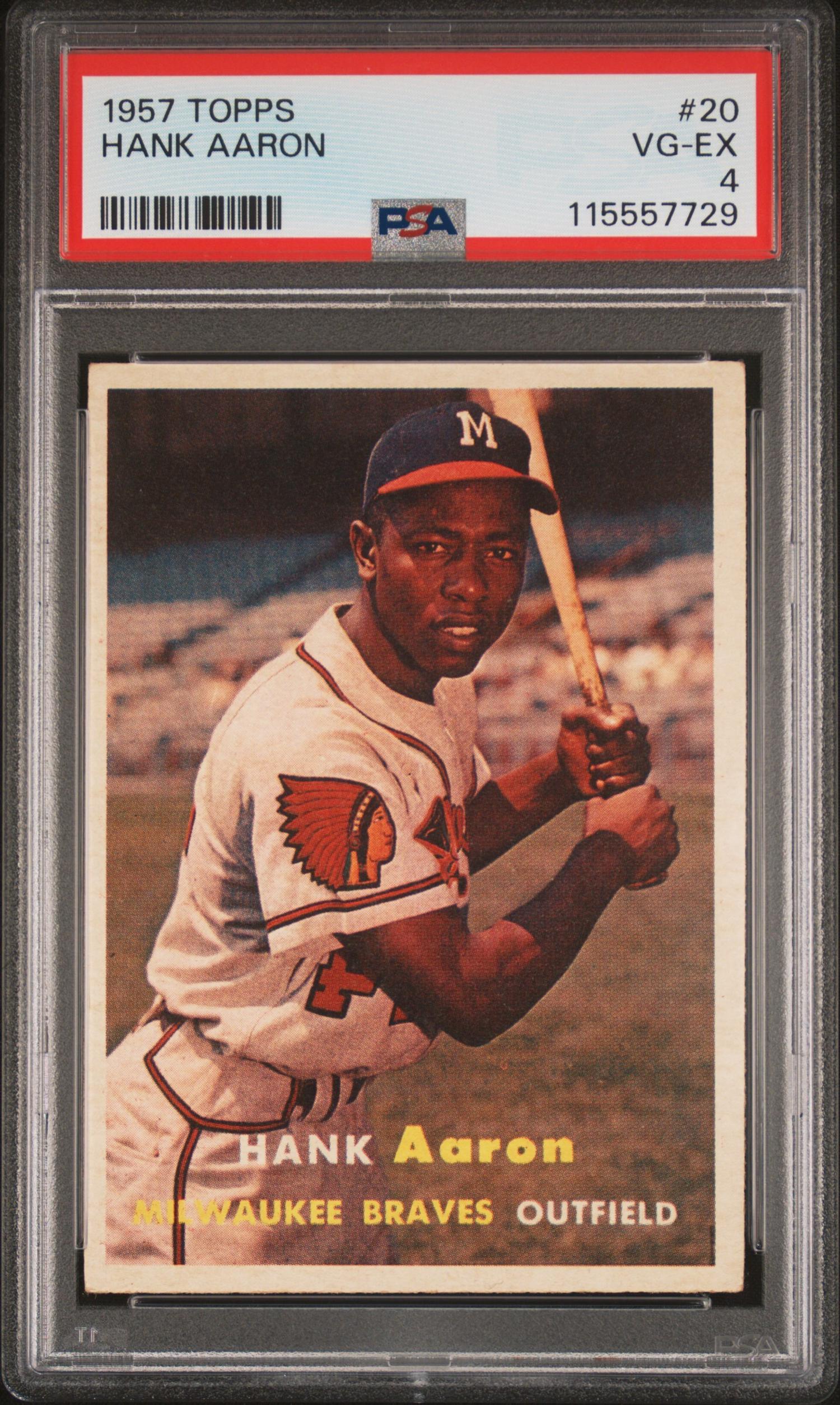 A 1957 Topps Hank Aaron Baseball Card No. 20 (PSA 4 VG-EX) from The Collection of David Eisenhower
