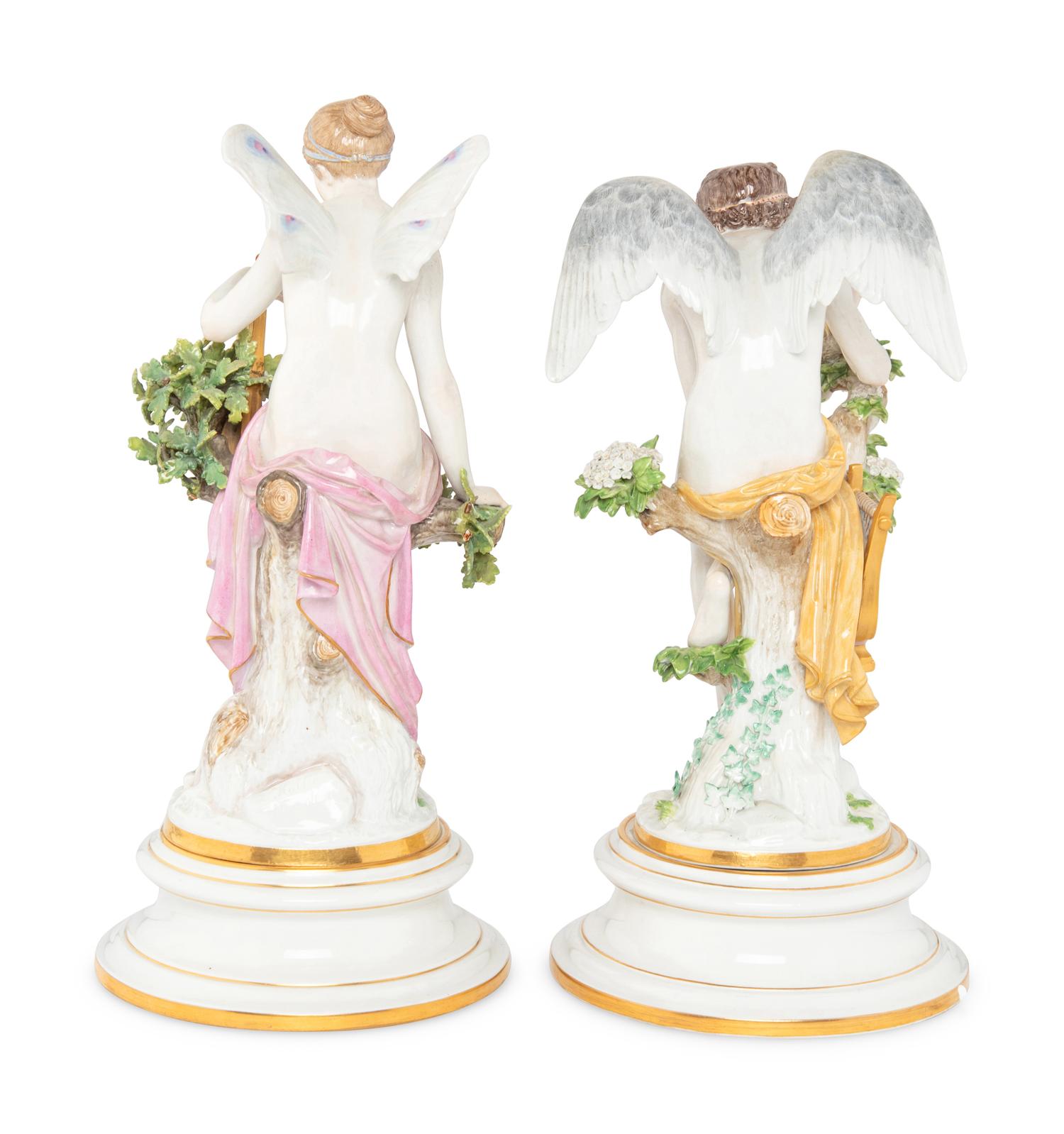 A Pair of Meissen Porcelain Figures of Cupid and Psyche