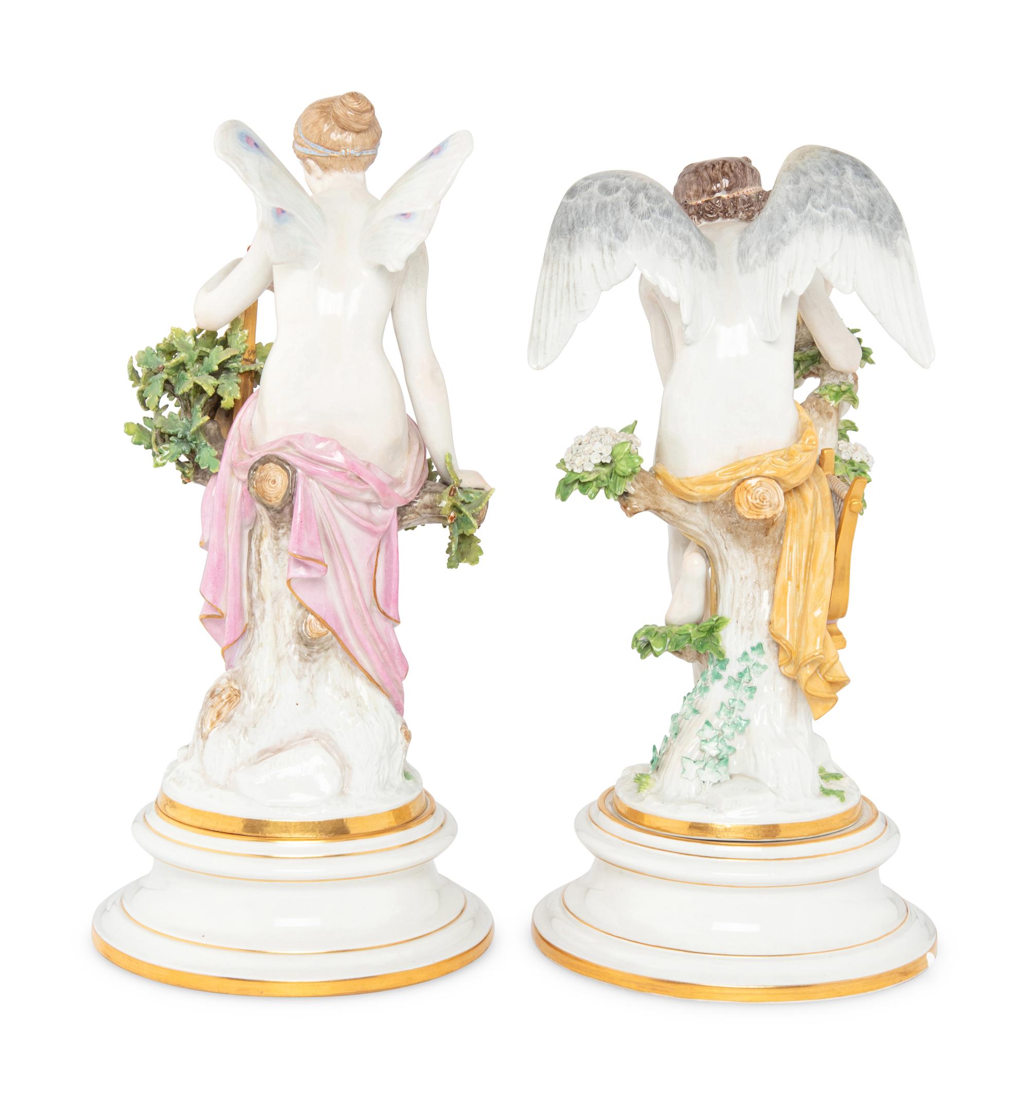 A Pair of Meissen Porcelain Figures of Cupid and Psyche
