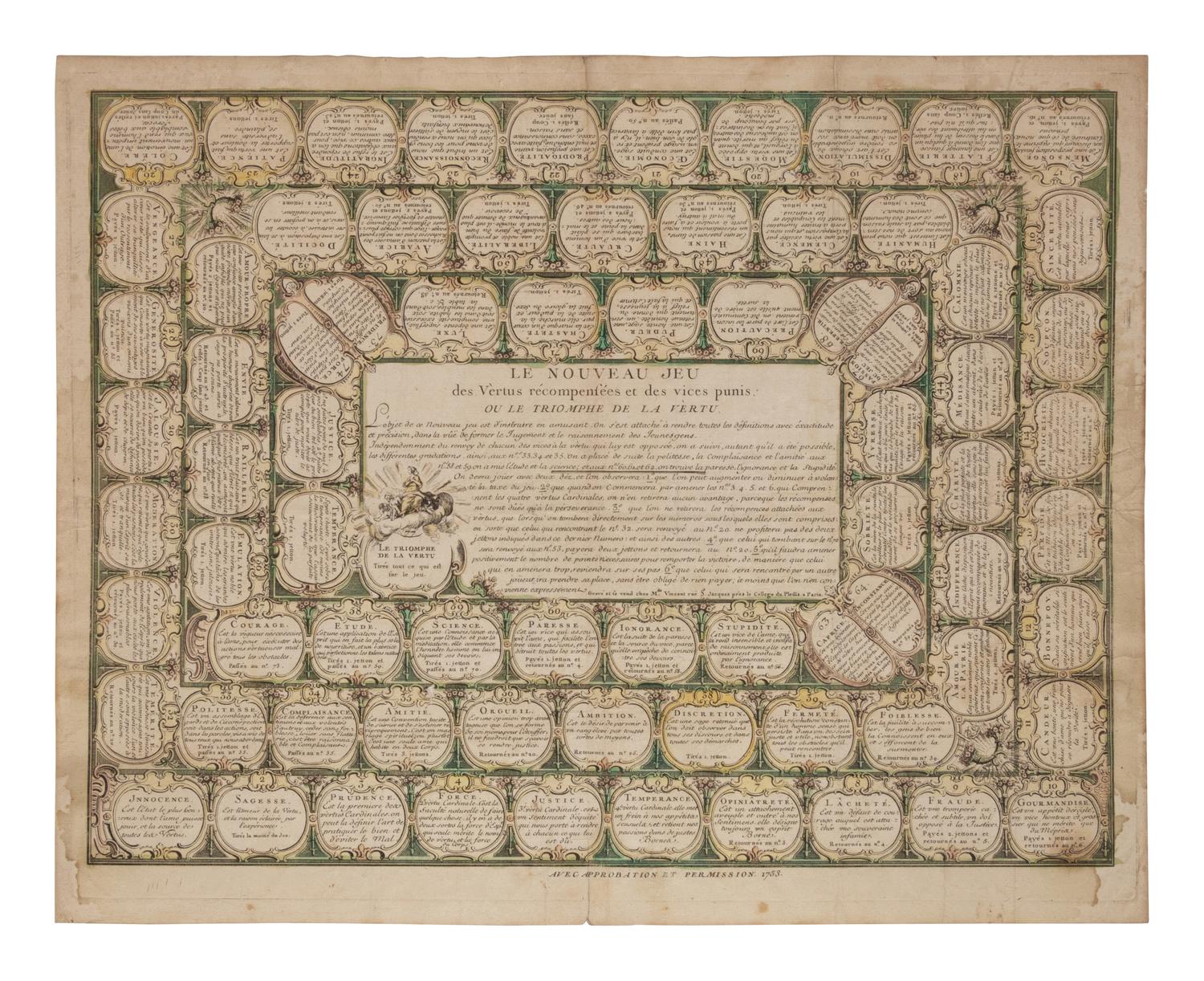A French Colored Engraving for Le Nouveau Jeu
