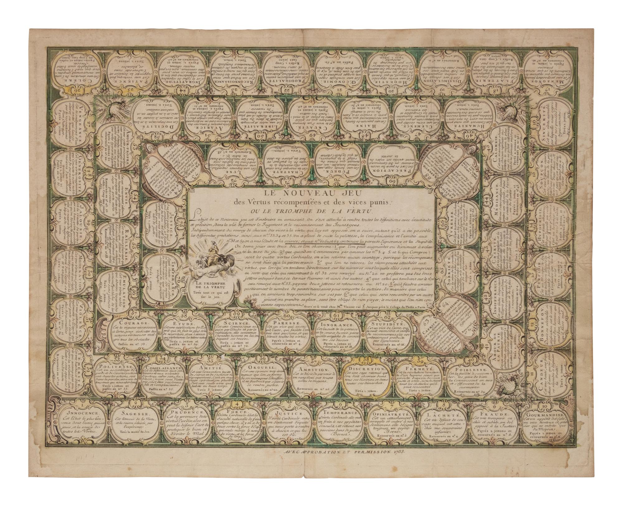 A French Colored Engraving for Le Nouveau Jeu