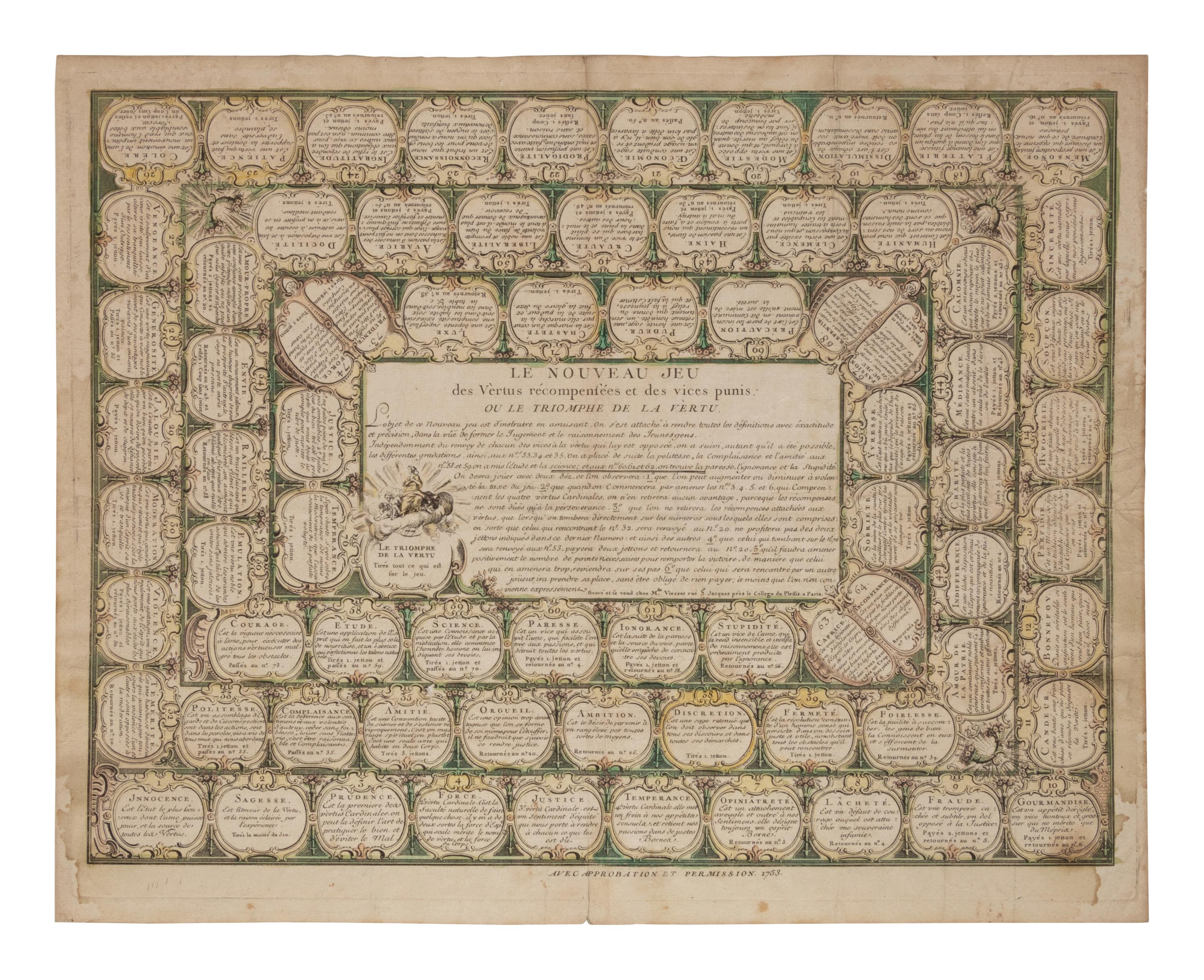 A French Colored Engraving for Le Nouveau Jeu
