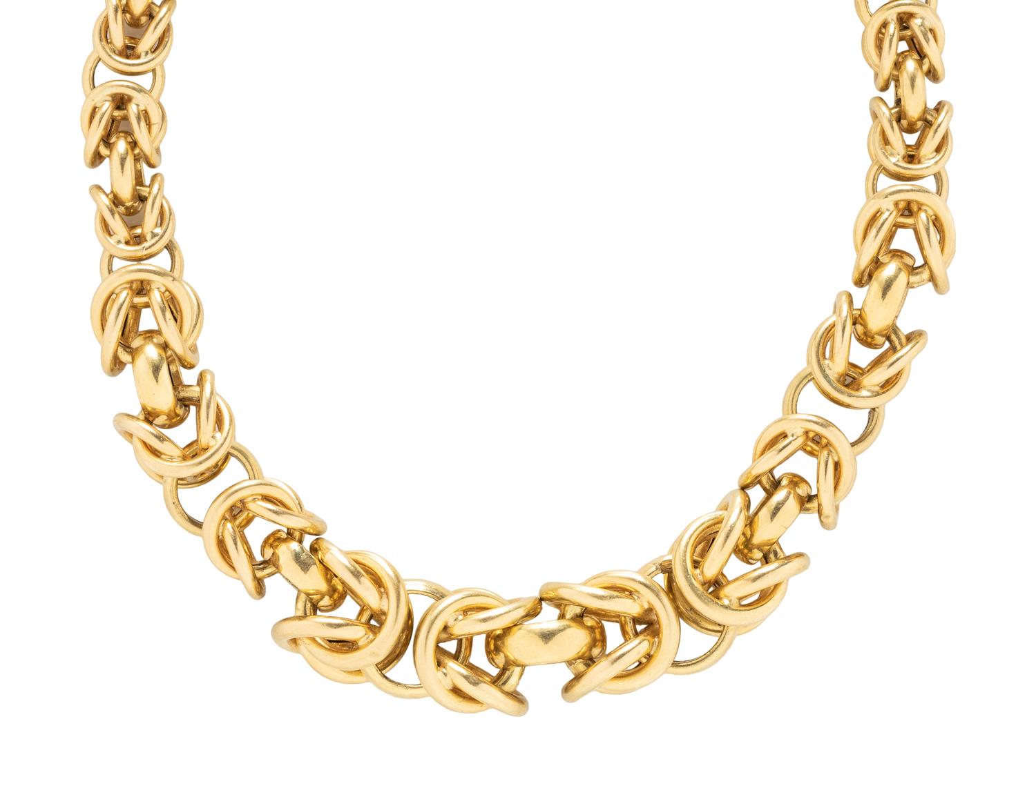 YELLOW GOLD GRADUATED LINK NECKLACE