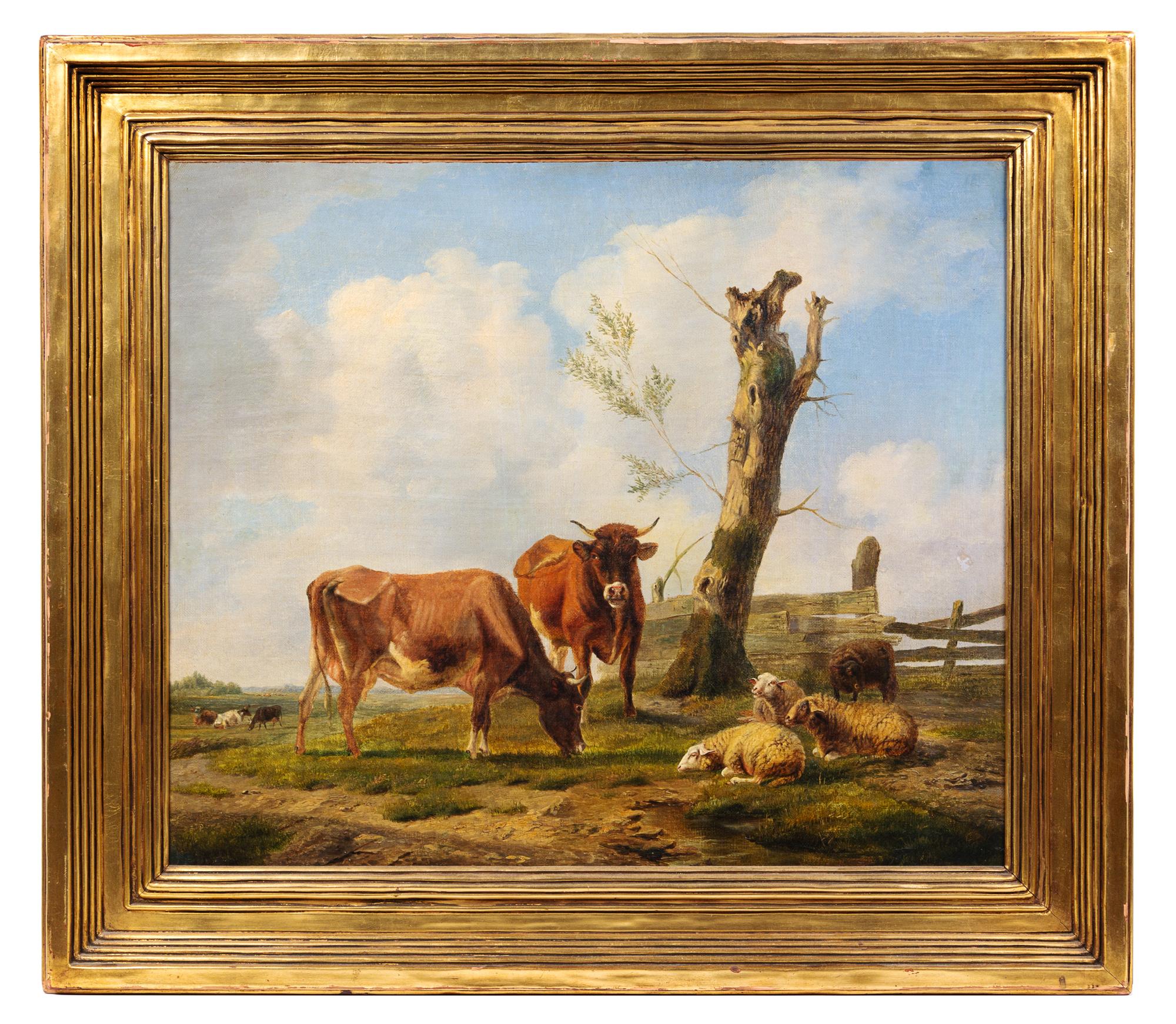 Artist Unknown, (19th Century), Cows and Sheep in a Pasture