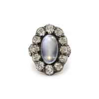 ANTIQUE, MOONSTONE AND DIAMOND RING