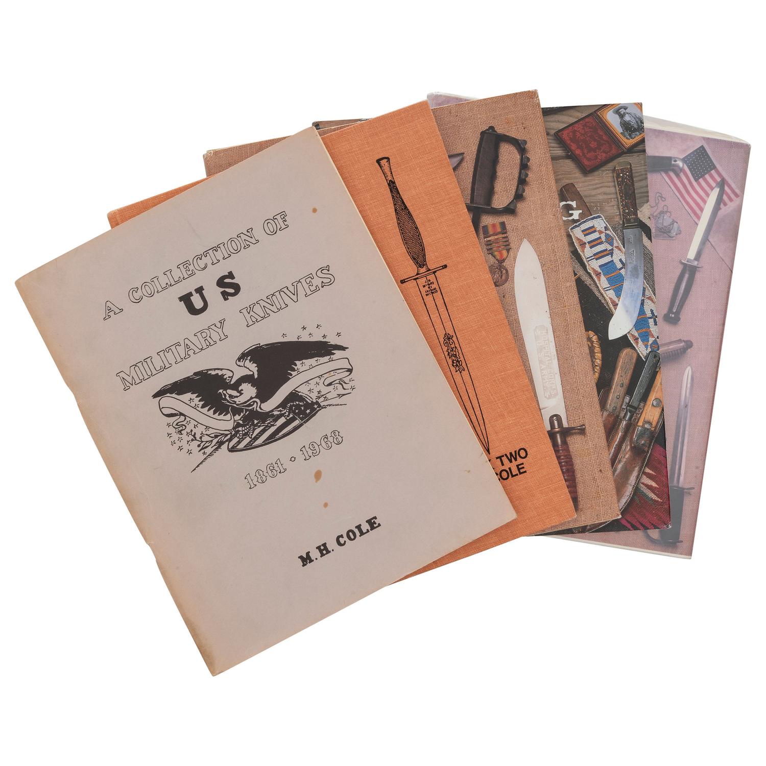 Rare Complete Set of M.H. Cole Knife Books: US Military Knives Books I through IV and The Skinning Knife Book