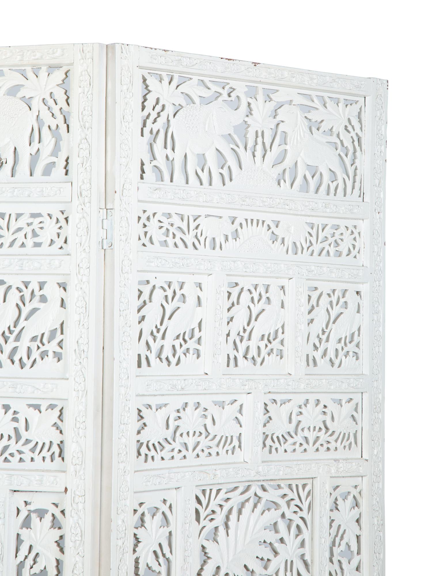 An Indian White Painted Three-Panel Floor Screen — 20TH CENTURY