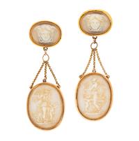 ANTIQUE, CAMEO DROP EARRINGS