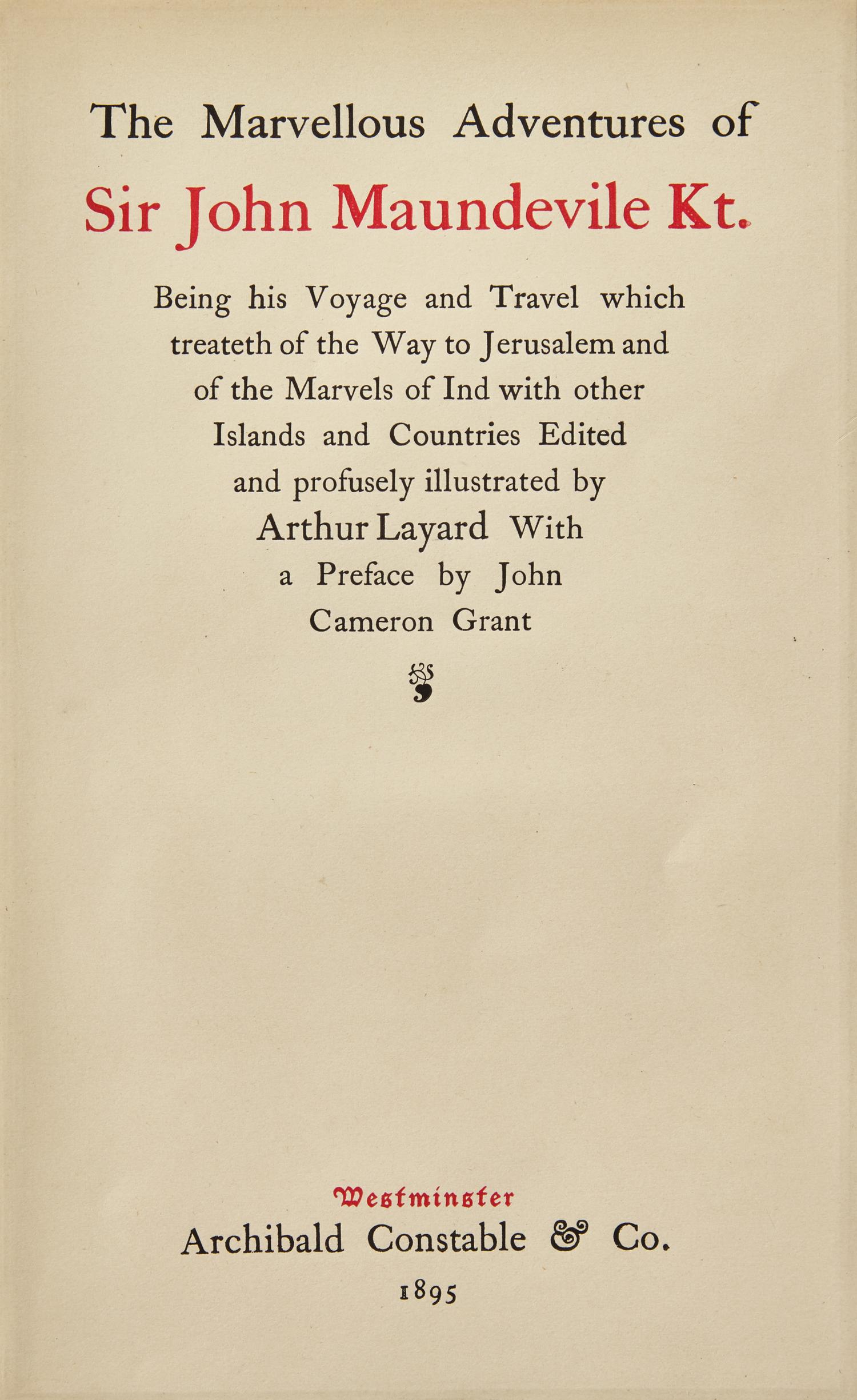 [Children's & Illustrated] [Layard, Arthur] The Marvellous Adventures of Sir John Maundevile KT...