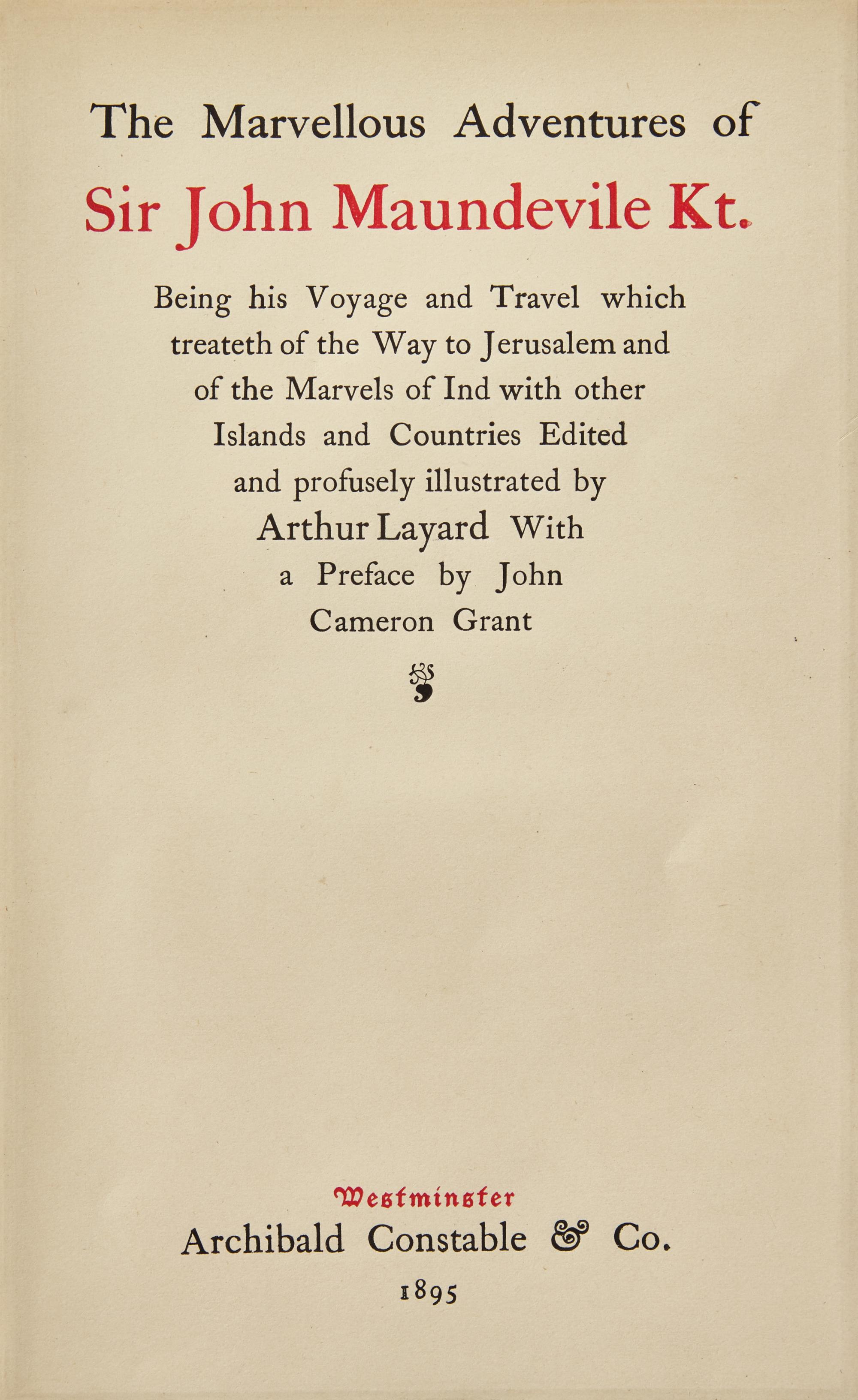 [Children's & Illustrated] [Layard, Arthur] The Marvellous Adventures of Sir John Maundevile KT...