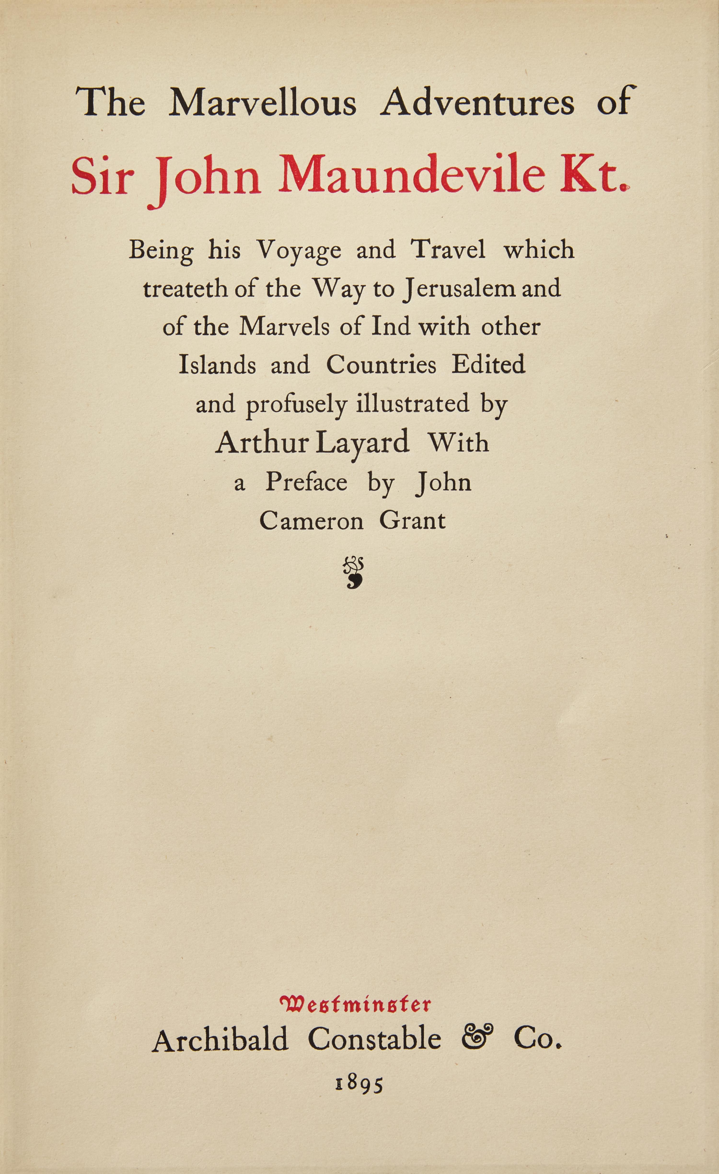 [Children's & Illustrated] [Layard, Arthur] The Marvellous Adventures of Sir John Maundevile KT...