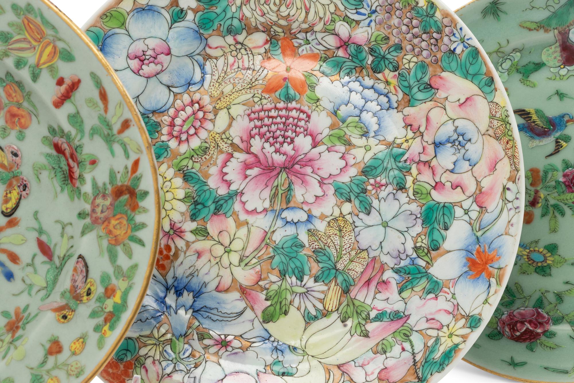 Four Chinese Famille Rose Porcelain Plates
