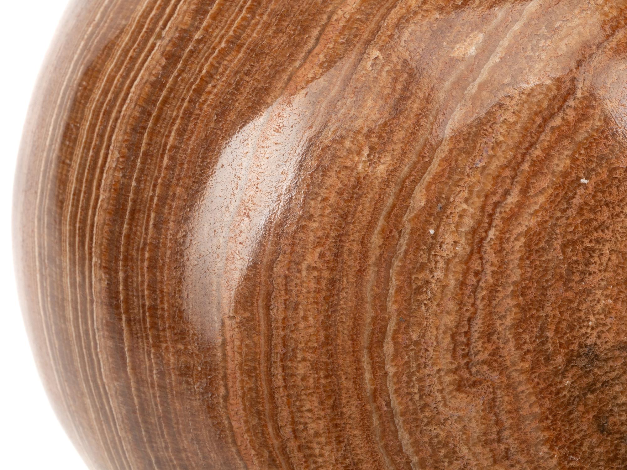 A Pair of Carved Agate Spherical Ornaments with Stands