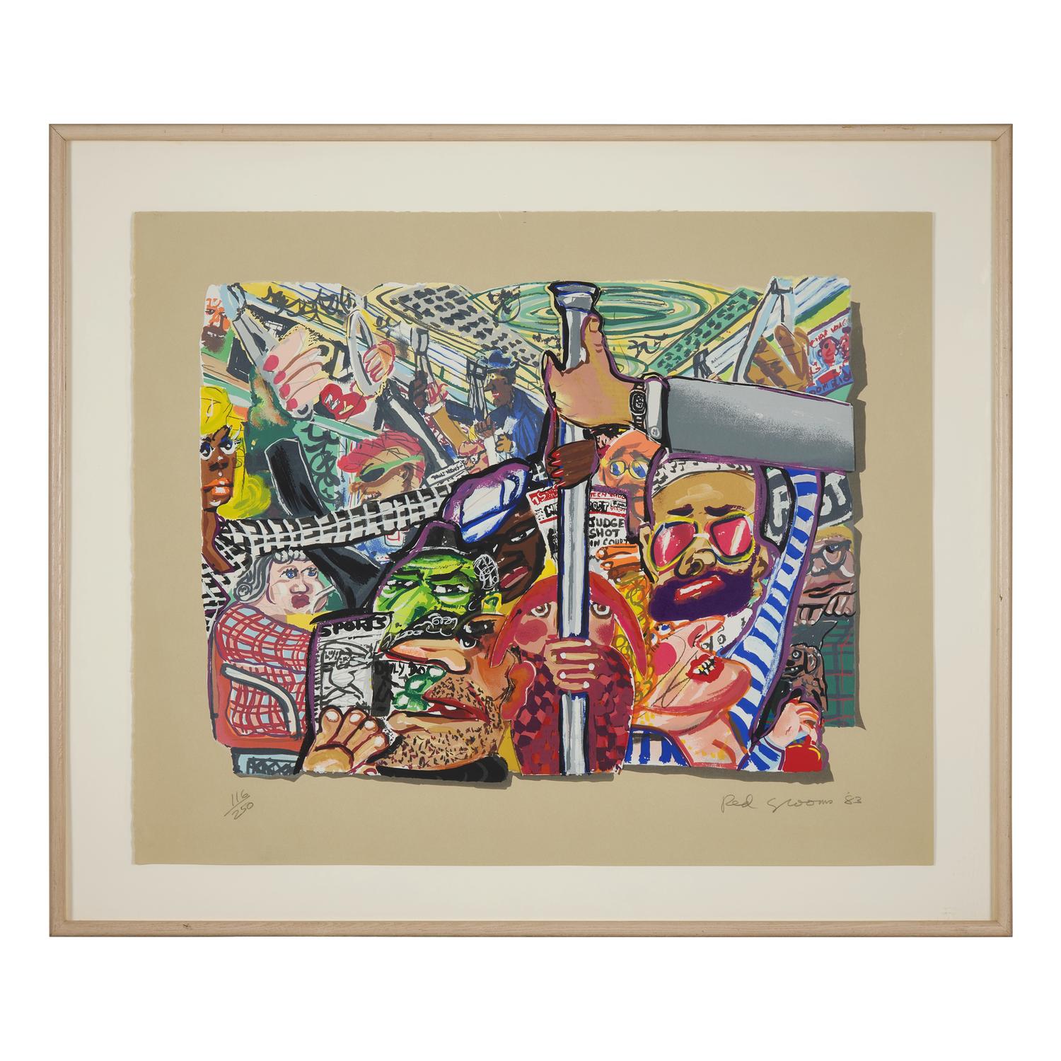 Red Grooms (American, b. 1937) — Saskia Down the Metro (from New York, New York ), 1983