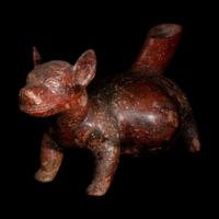 A Colima Redware Dog Effigy Vessel