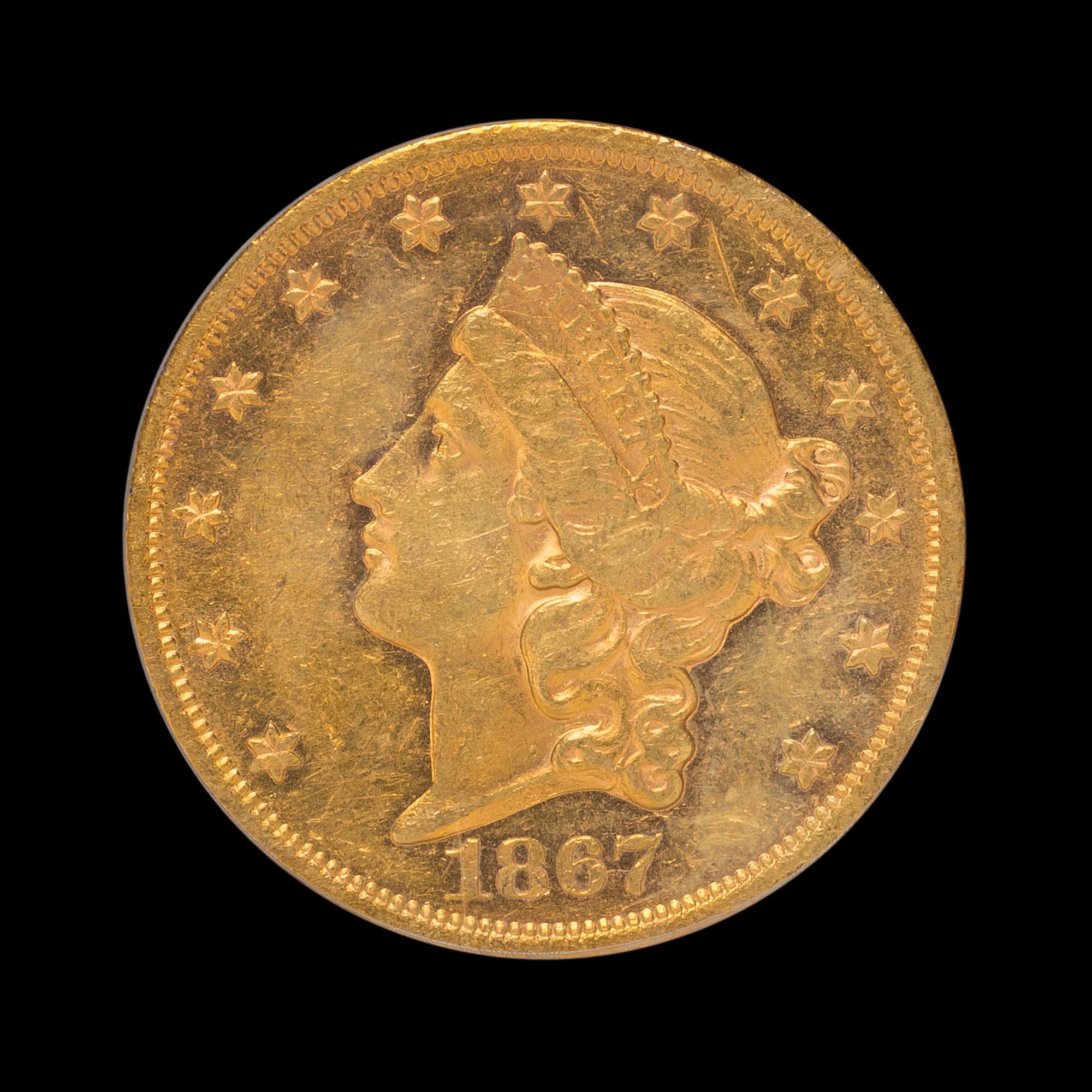 A United States 1867 Liberty Head $20 Gold Coin