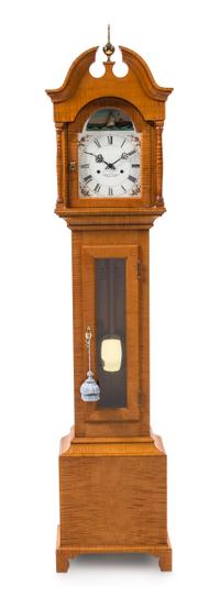An American Maple Dwarf Tall Clock Height 60 1/4 x width 13 1/2 x 8 inches. — FOSTER CAMPOS, PEMBROKE, MASSACHUSETTS, 20TH CENTURY