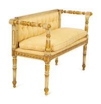 An Italian Style Louis XVI Style Painted and Parcel Gilt Settee