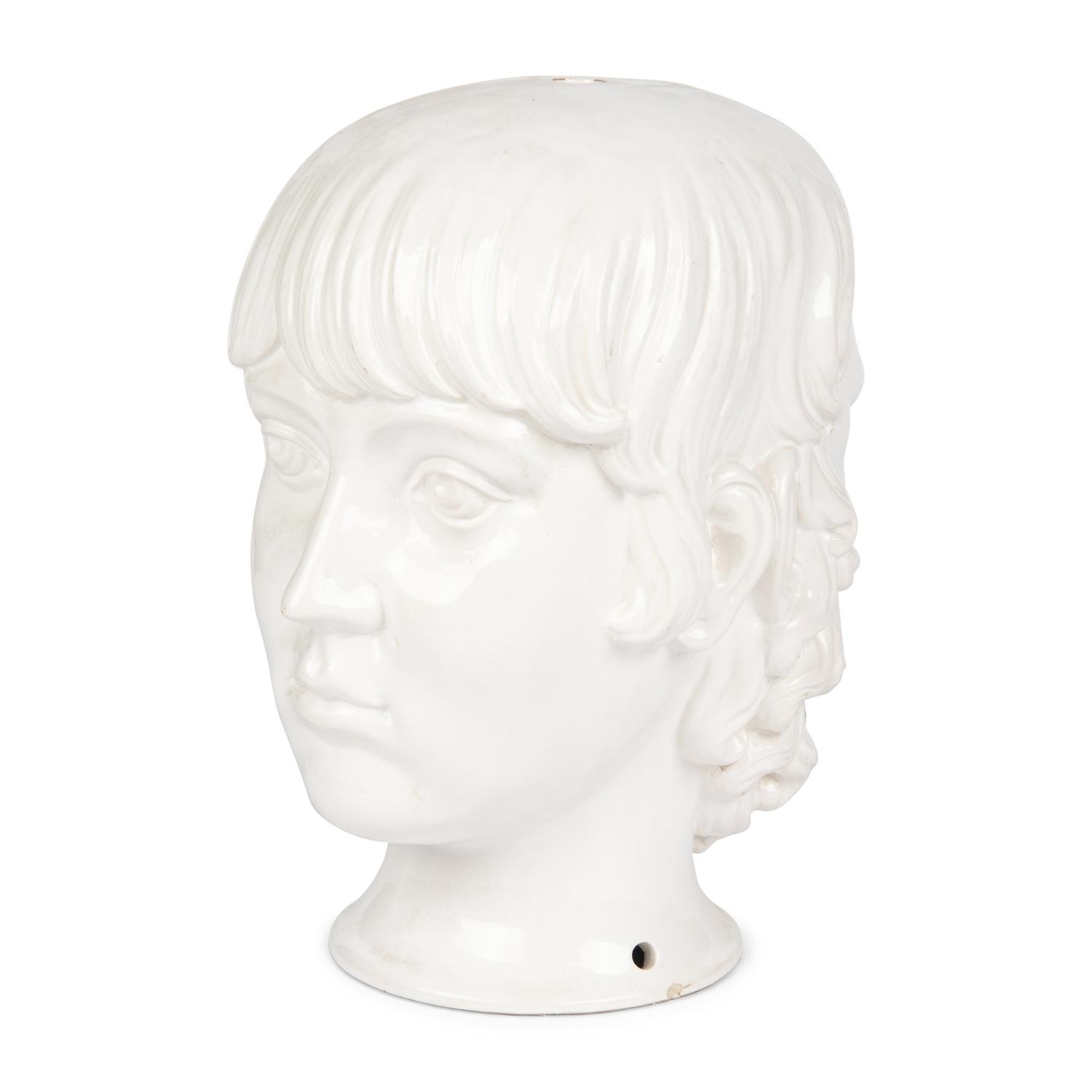An Italian White Glazed Janiform Bust
