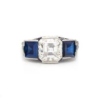 ART DECO, DIAMOND AND SAPPHIRE RING