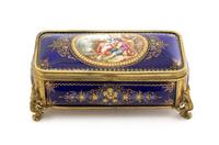 A French Enameled Copper Casket Width 7 1/2 inches.