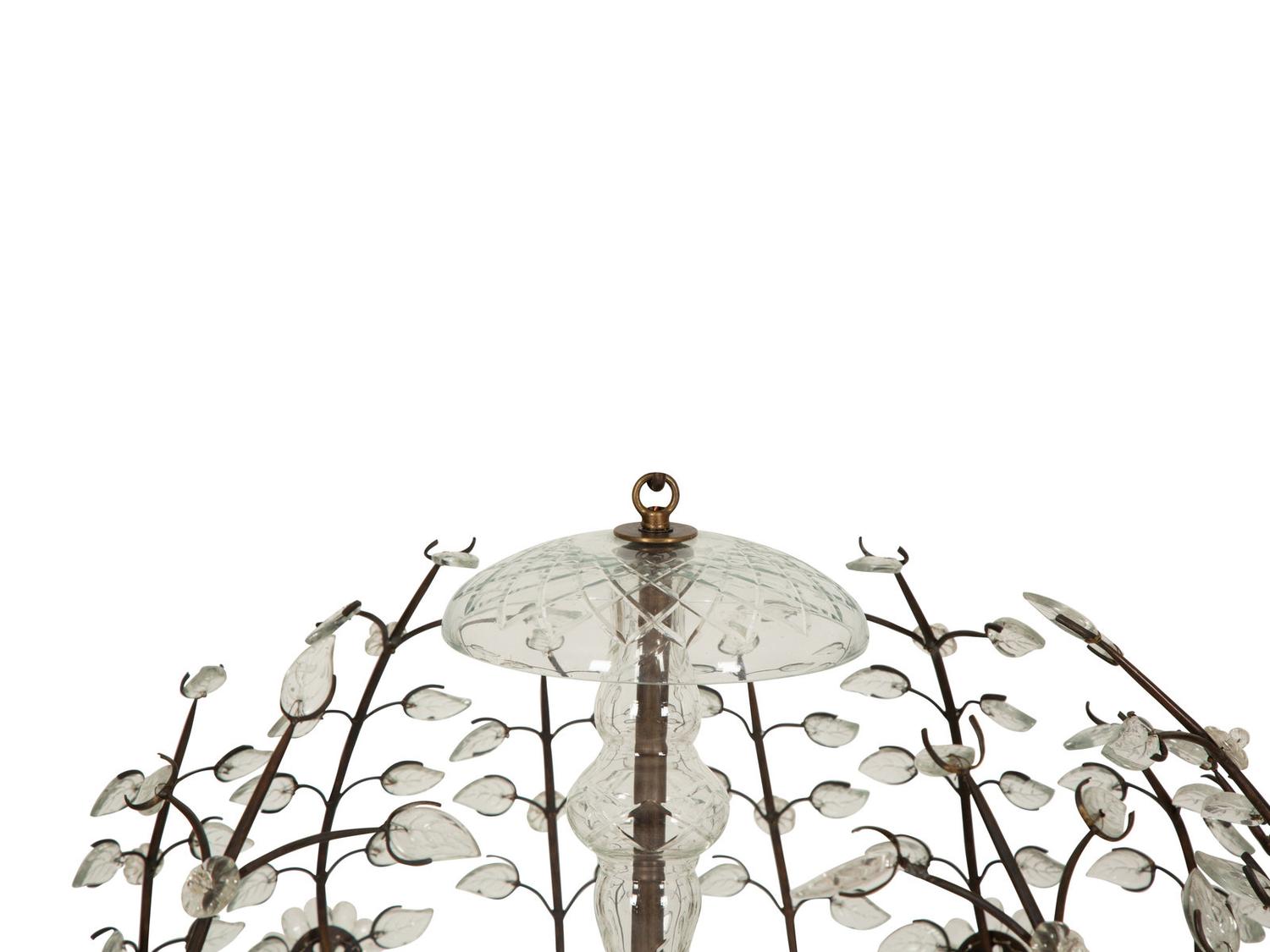 A Large Gilt Metal and Etched Glass Chandelier in the Manner of Maison Baguès