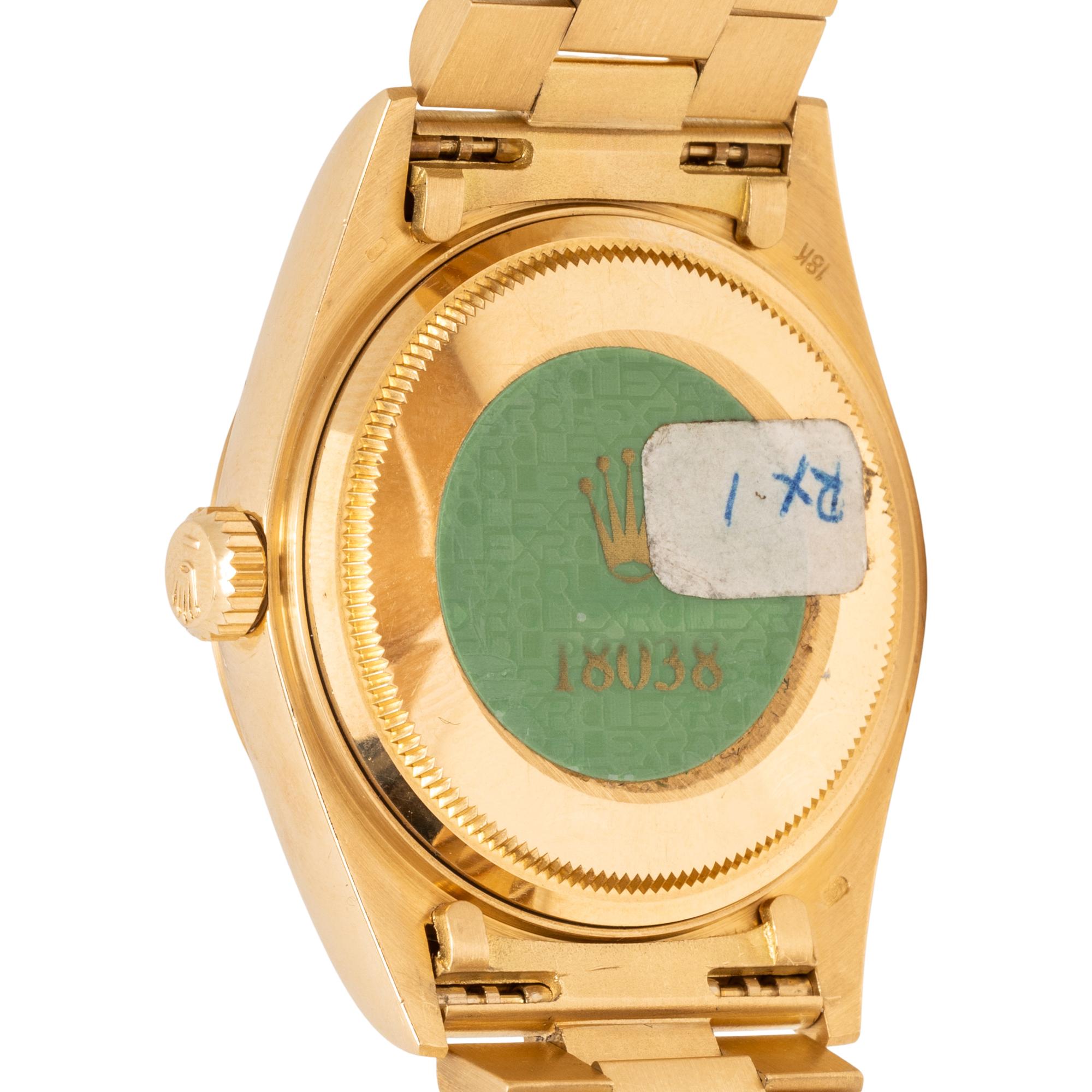 ROLEX, REF. 18038 18K YELLOW GOLD 'OYSTER PERPETUAL DAY-DATE' WATCH