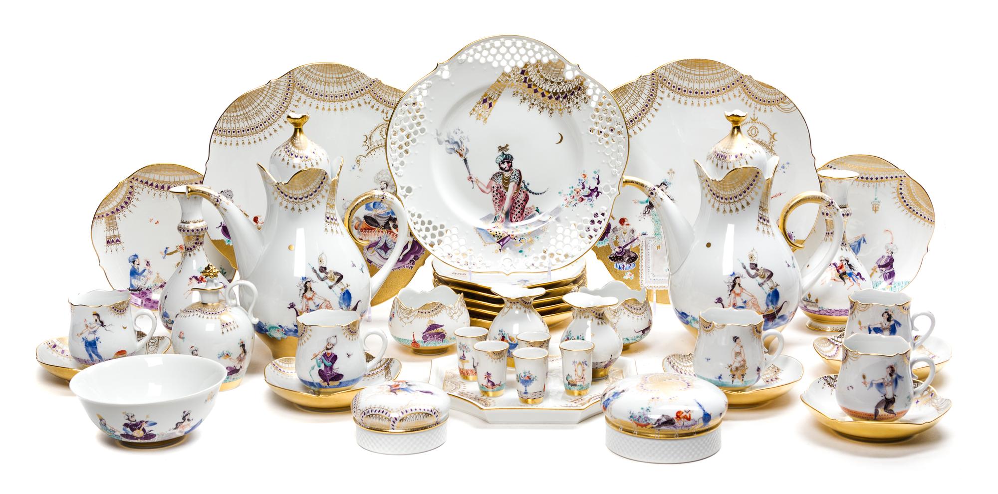 A Meissen Porcelain Tea Service Height of coffee pot 11 1/2 inches. — DESIGNED BY HEINZ WERNER, LATE 20TH CENTURY