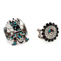Zuni Mosaic Inlay Knifewing and Sunface Cuff Bracelets