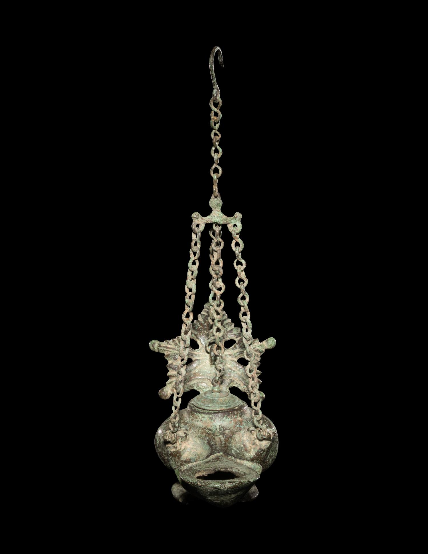 A Roman Bronze Oil Lamp