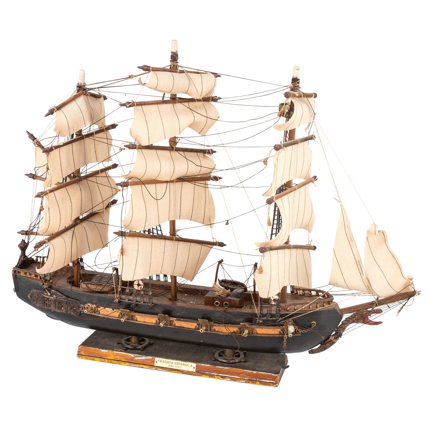A Painted Wood Model of the Frigate Espanola