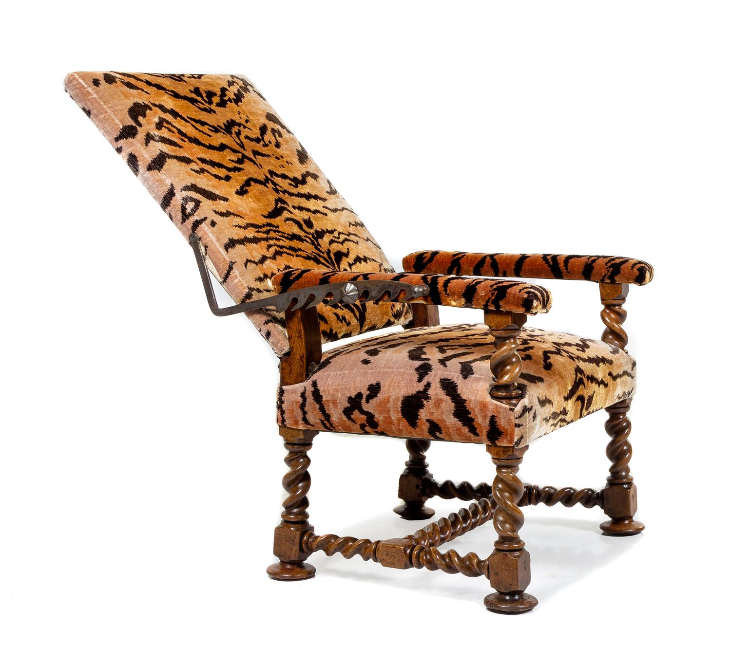 A Continental Walnut Adjustable Armchair Height 48 x width 26 x depth 29 inches. — 19TH CENTURY