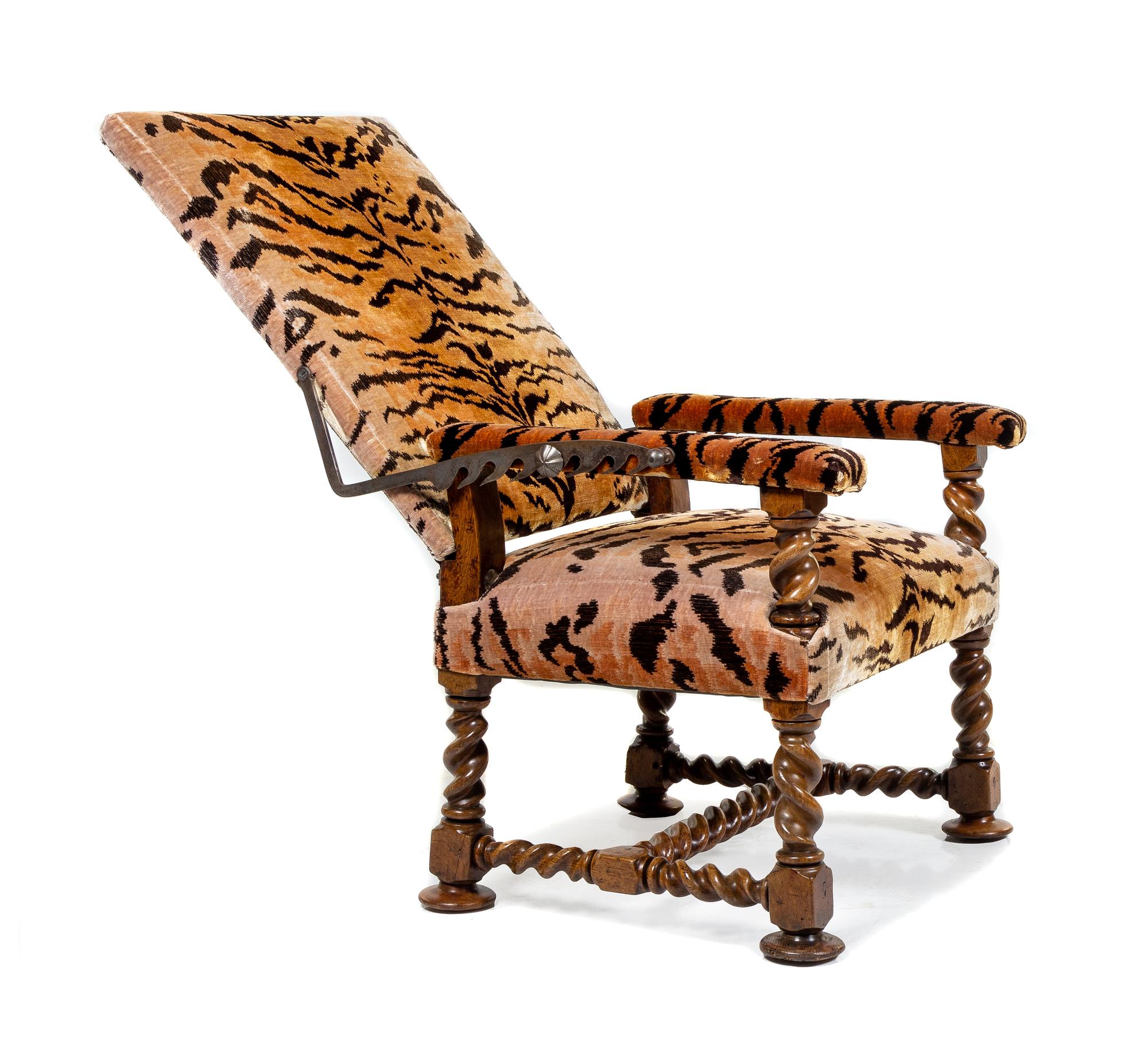A Continental Walnut Adjustable Armchair Height 48 x width 26 x depth 29 inches. — 19TH CENTURY