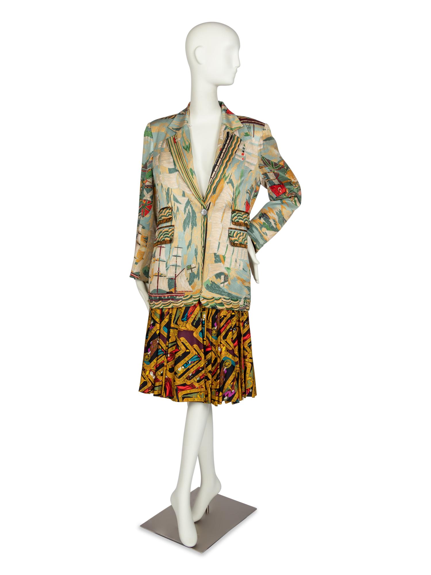 Hermès Silk Blazer & Skirt, 1980s