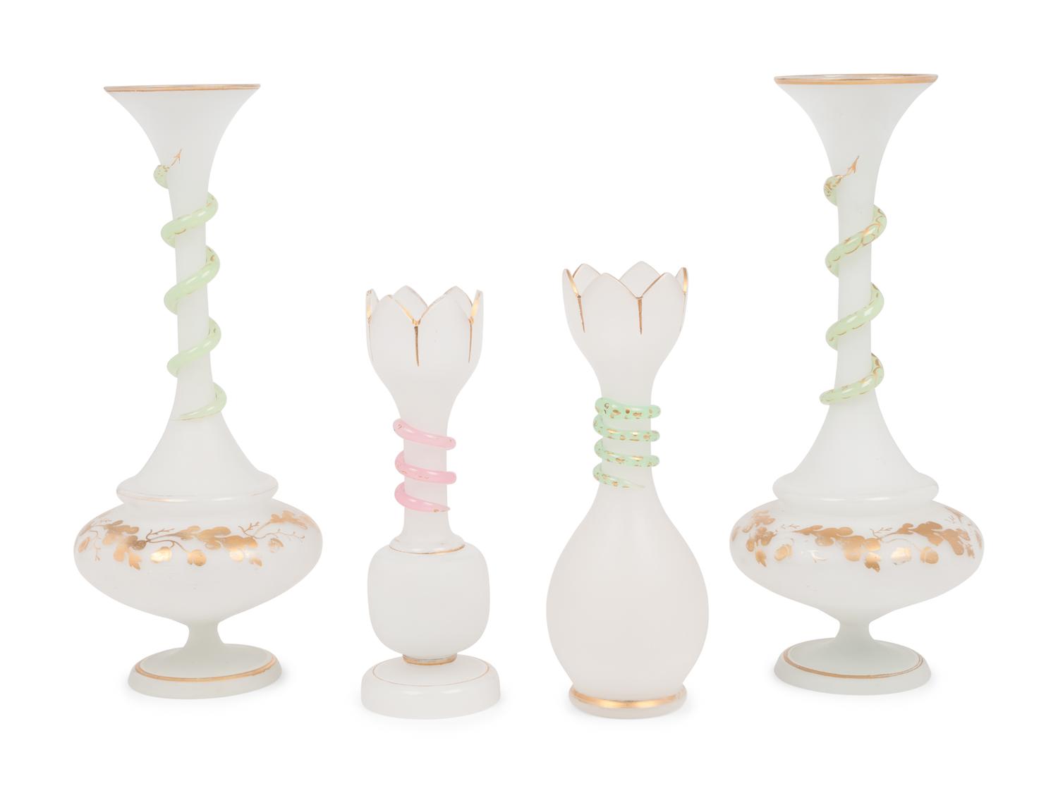 Two Pairs of Opaline Glass Vases