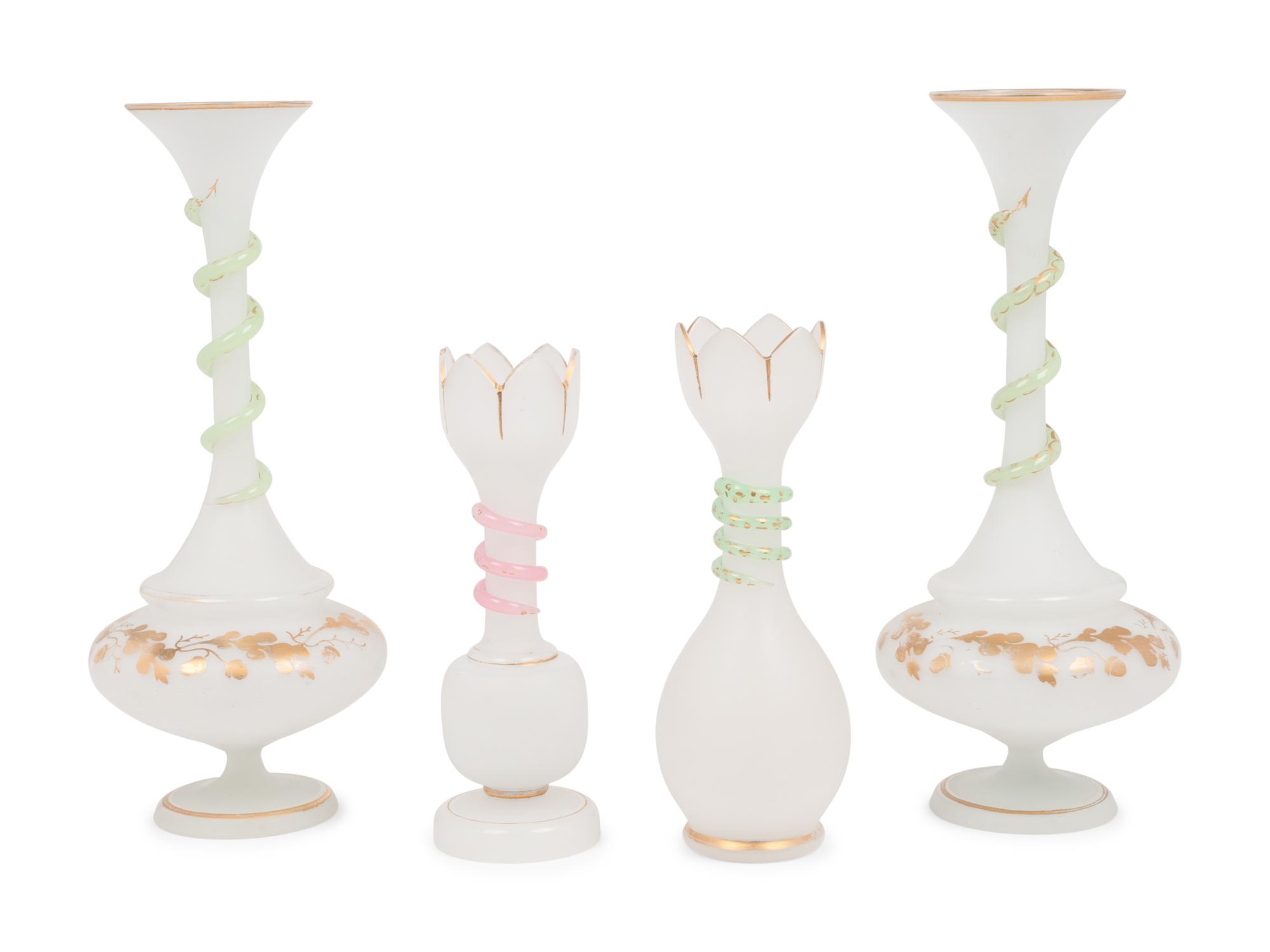 Two Pairs of Opaline Glass Vases