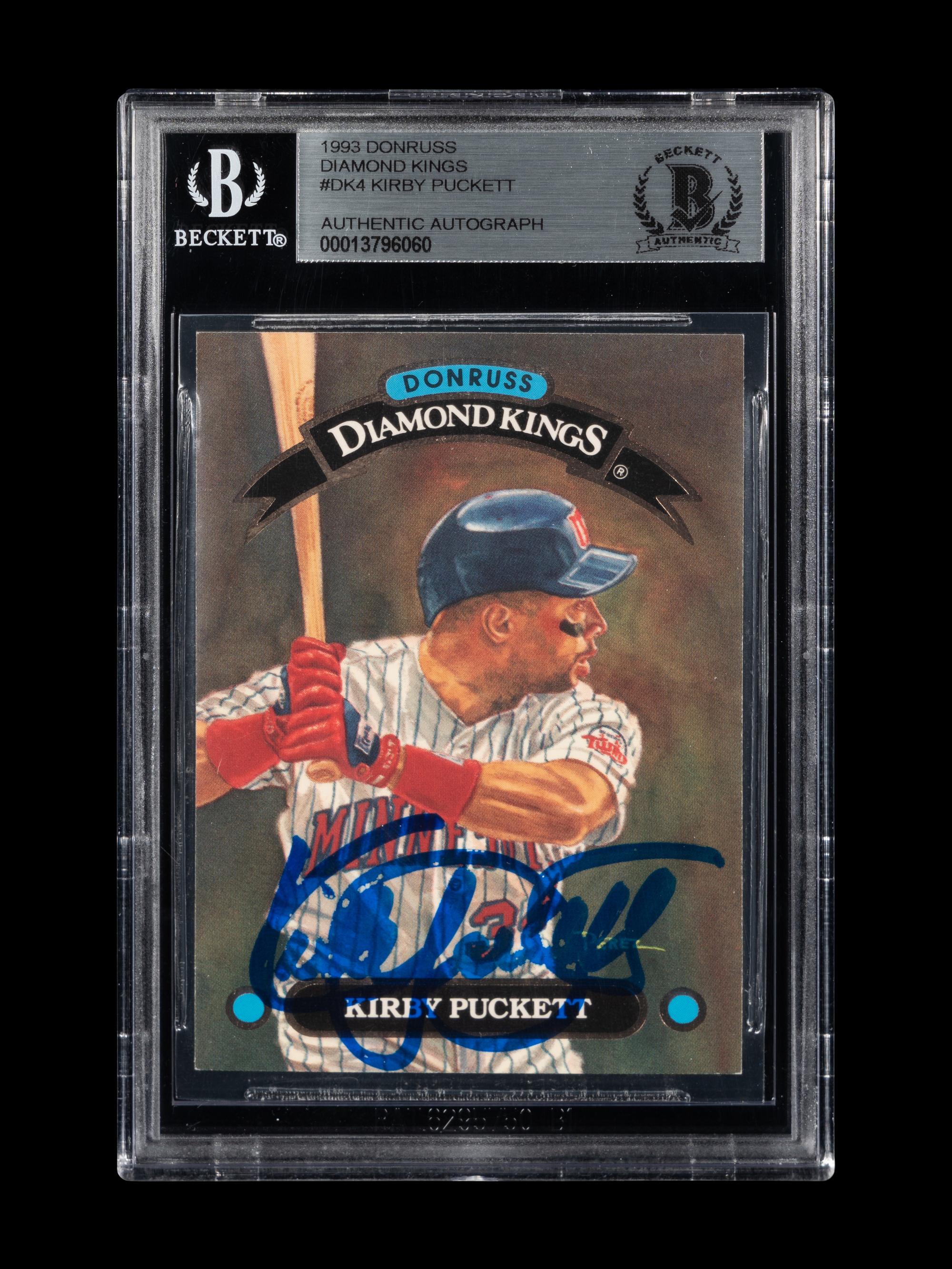 A 1993 Donruss Diamond Kings Kirby Puckett Signed Autograph Baseball Card No. DK-4 (Beckett Authentication Services BAS Certified)
