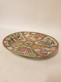 A Rose Medallion Porcelain Platter. Length 16 1/2 inches.
