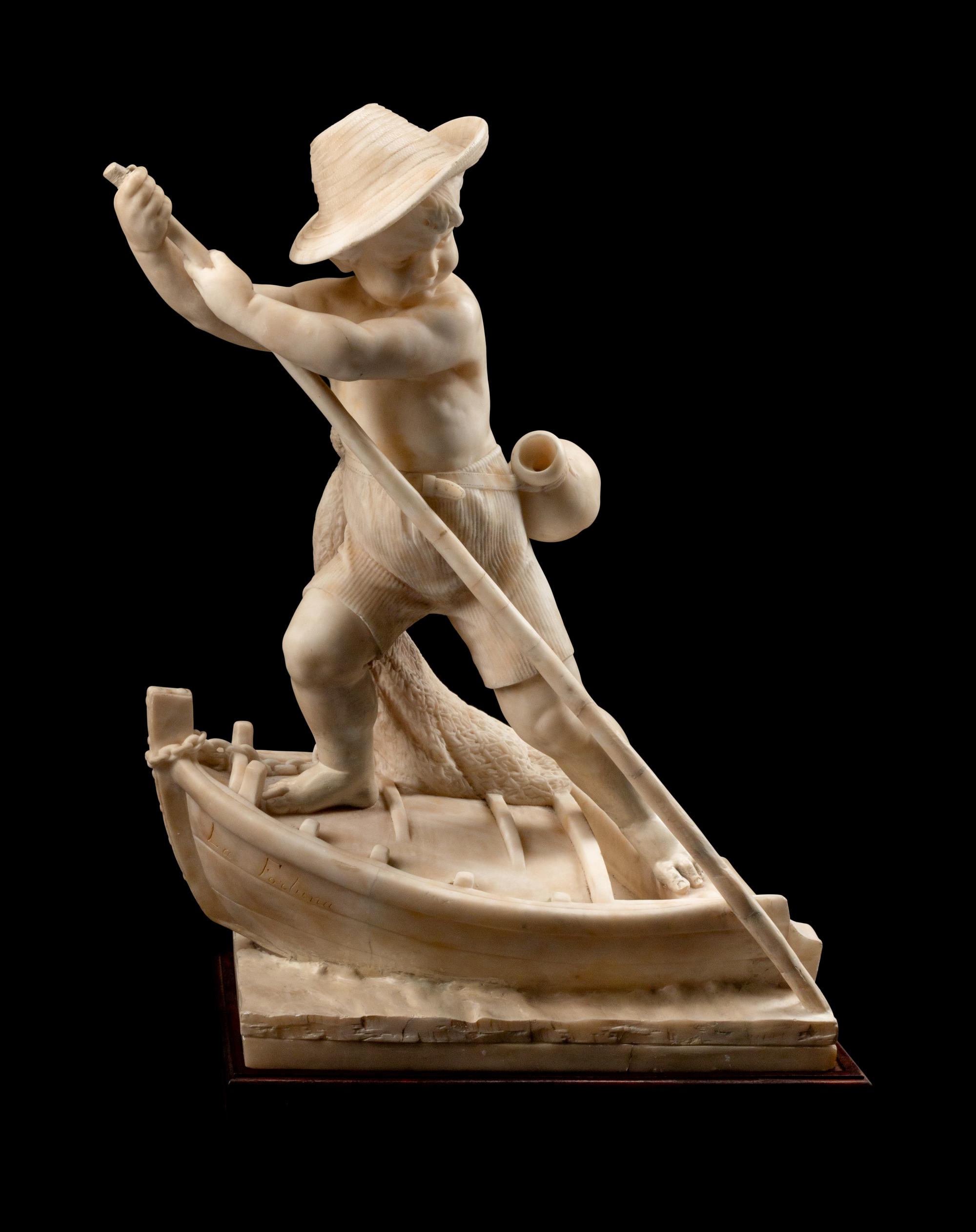 An Italian Marble Figure of a Boy in a Boat — 19TH CENTURY