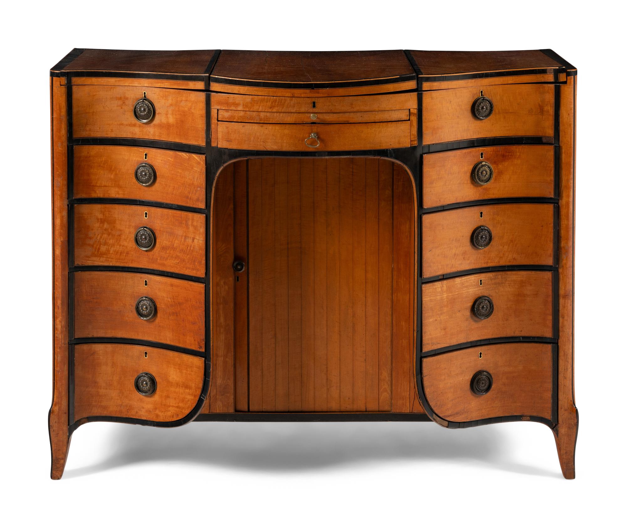 A George III Satinwood and Part-Ebonized Dressing Table