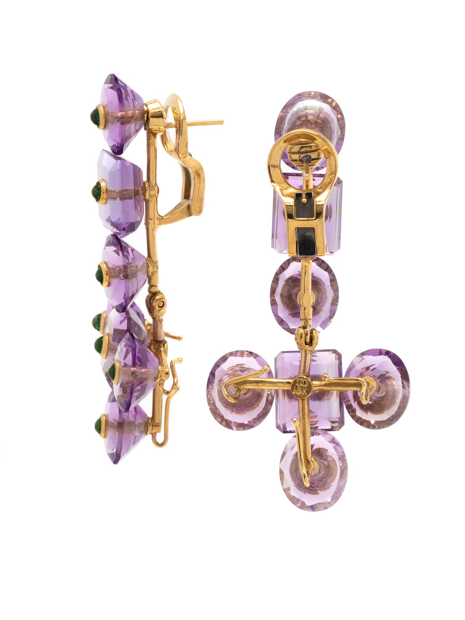 PRINCE DIMITRI, CONVERTIBLE AMETHYST AND PERIDOT EARCLIPS