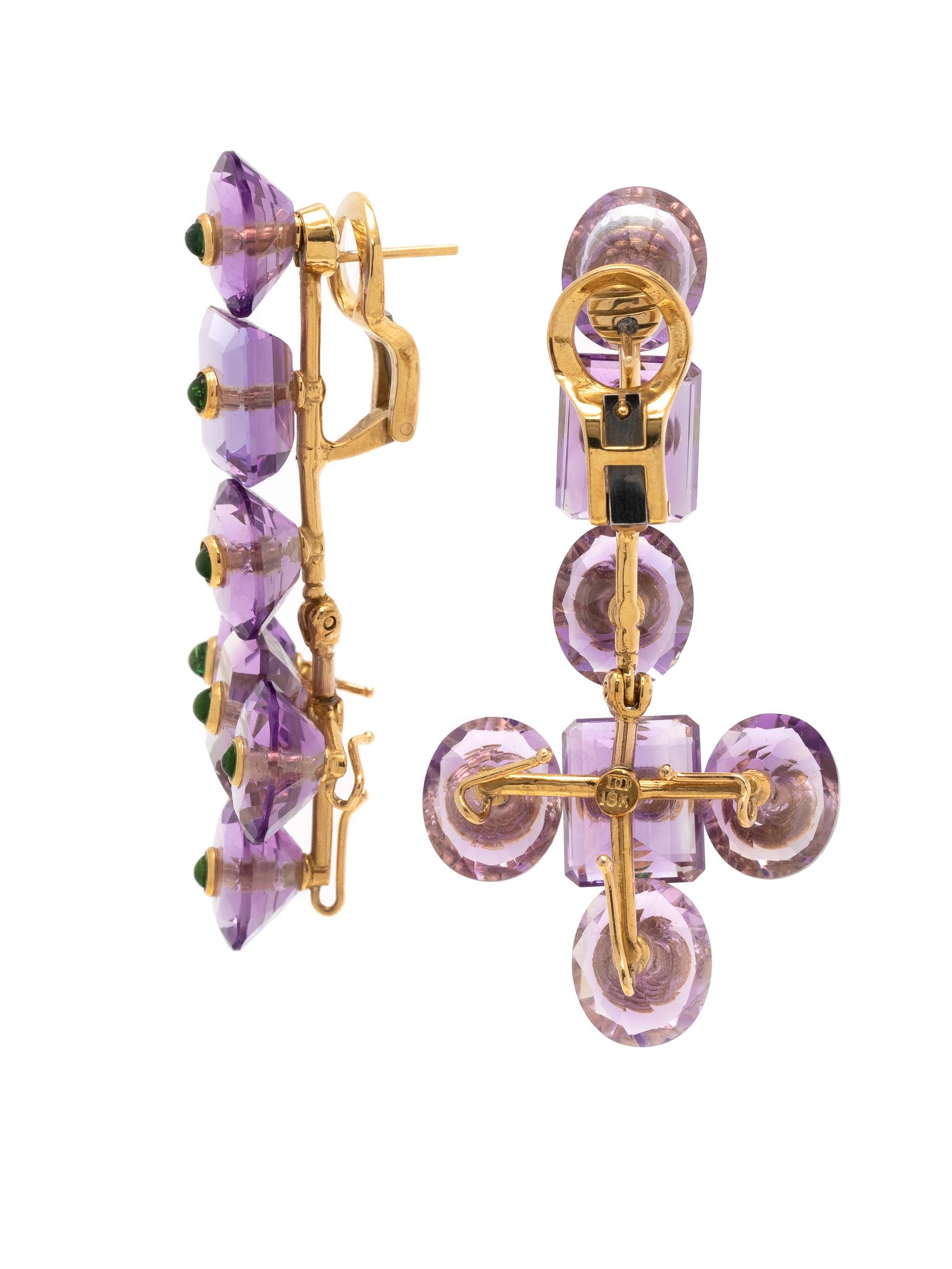PRINCE DIMITRI, CONVERTIBLE AMETHYST AND PERIDOT EARCLIPS