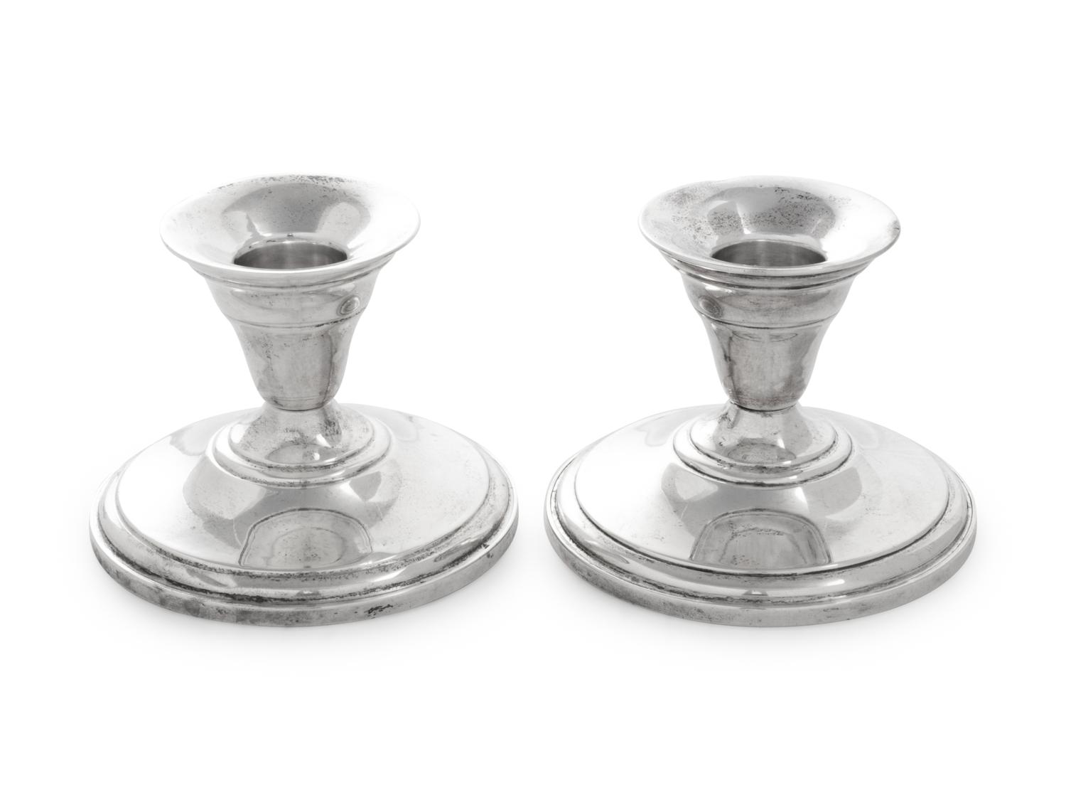 A Pair of American Silver Candlesticks — M. Fred Hirsch Co., Jersey City, NJ, First Half 20th Century