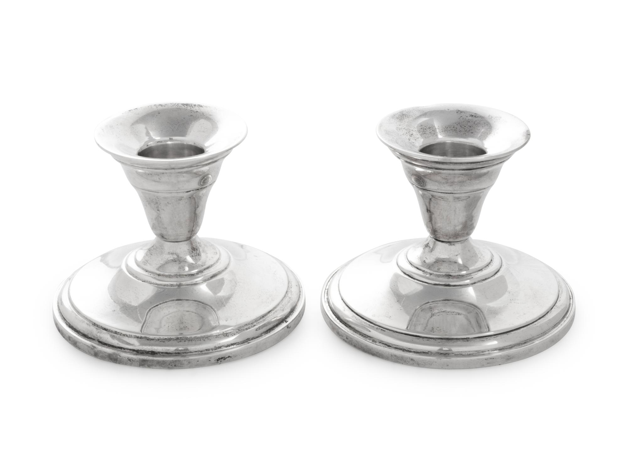 A Pair of American Silver Candlesticks — M. Fred Hirsch Co., Jersey City, NJ, First Half 20th Century