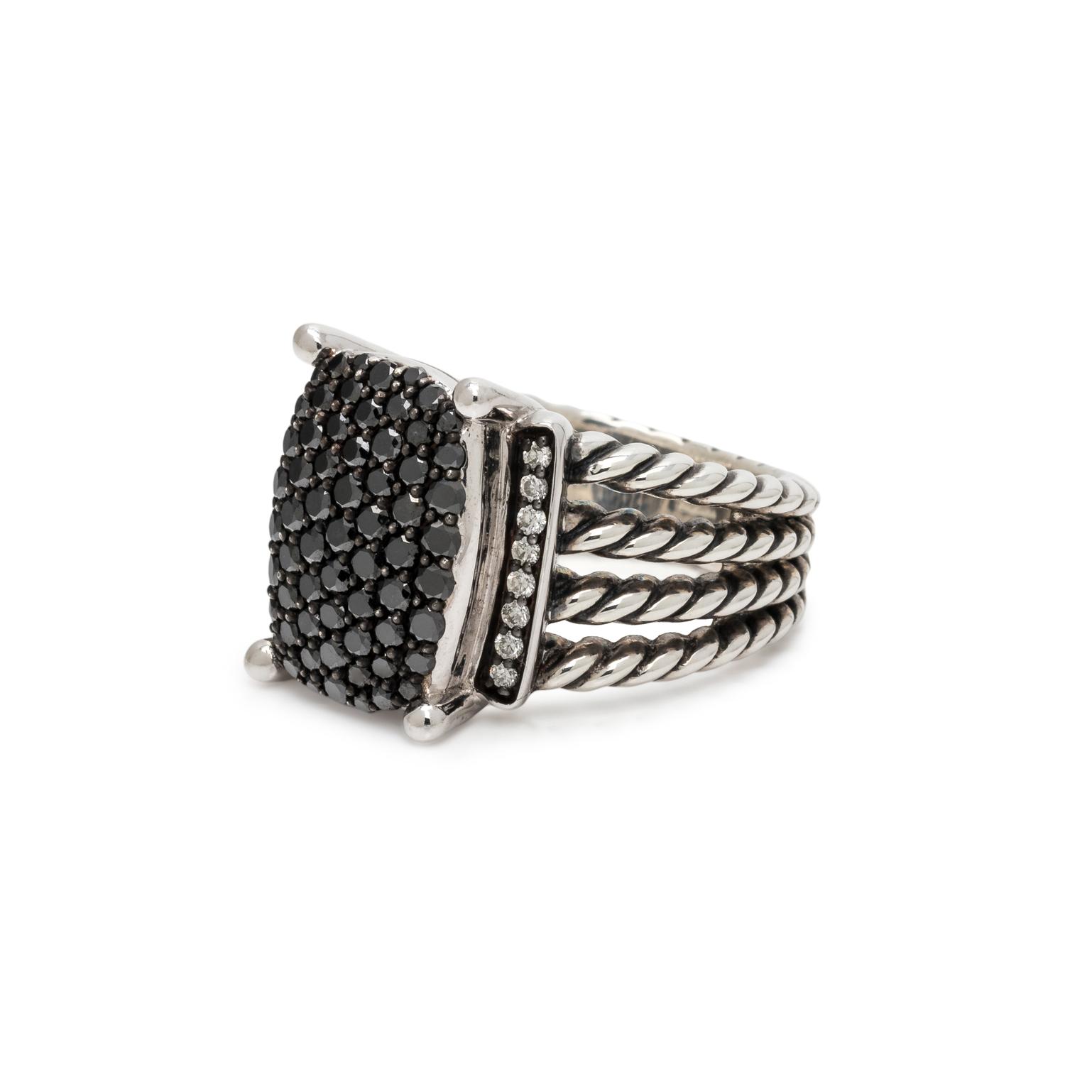 DAVID YURMAN, BLACK DIAMOND AND DIAMOND 'WHEATON' RING