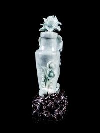 A Chinese Pale Celadon Jadeite Flower Vase