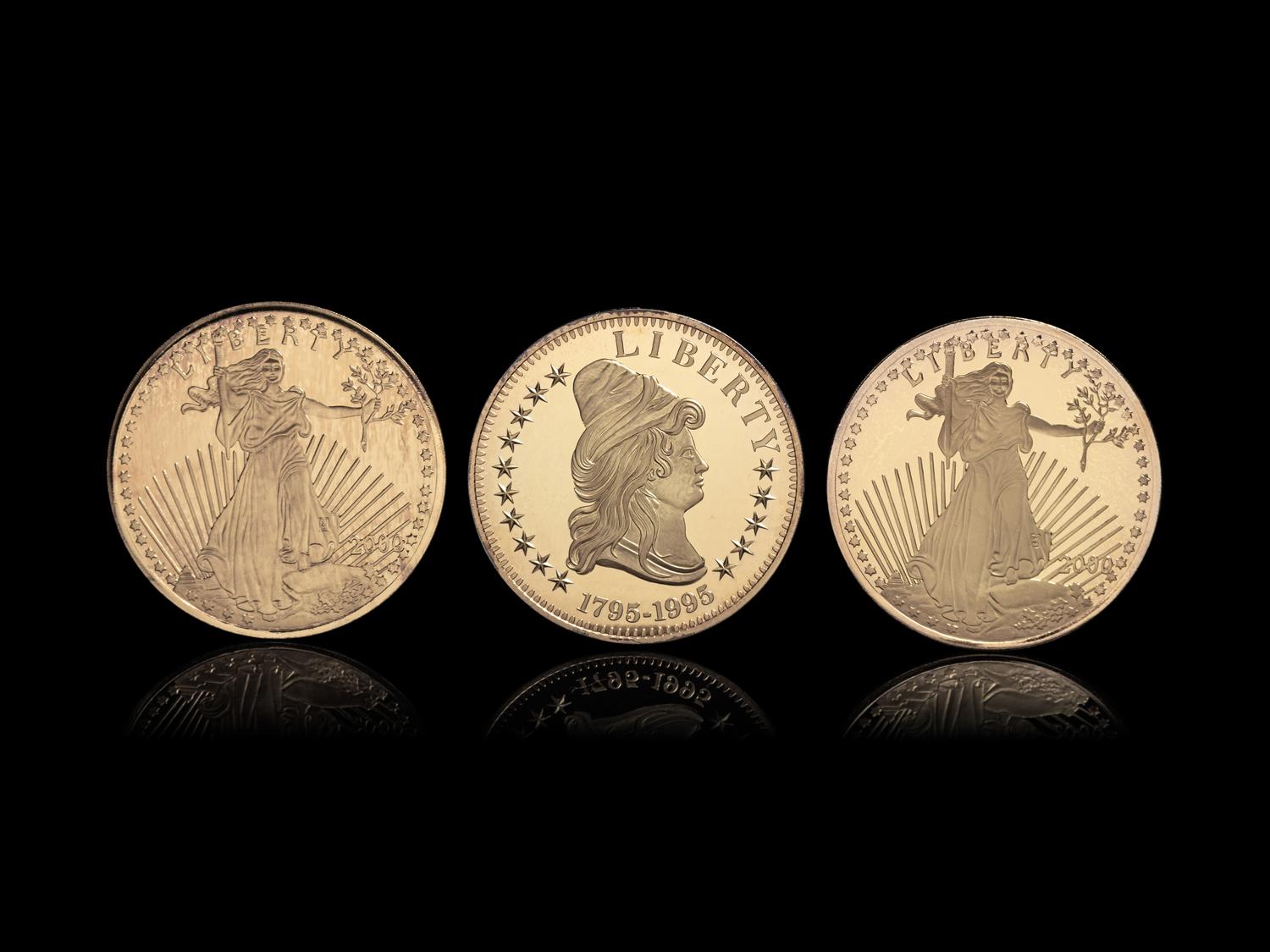 [PRIVATE ISSUE] Three Large Gold-Plated Silver Rounds
