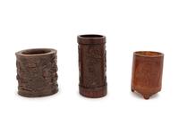 Three Chinese Bamboo Brush Pots, Bitong